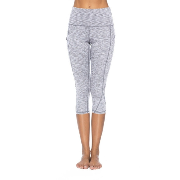 Seven Sports And Fitness Bottoming Stretch Yoga Pants Pocket (Color:Light Grey Size:S)