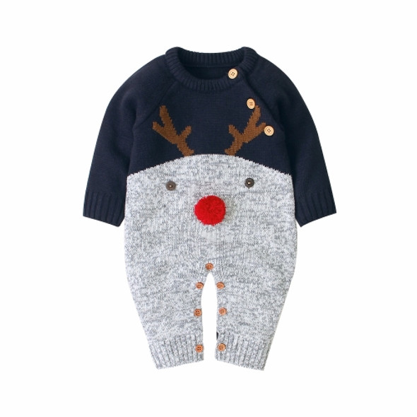 Boys And Girls Knitted Christmas Sweater (Color:Sapphire Size:80cm)