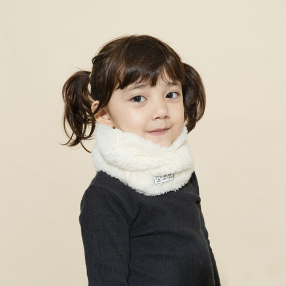 4 PCS Solid Color Children Warm Scarf Lamb Plush Bib, Size:24 x 19.5cm(Milky White)