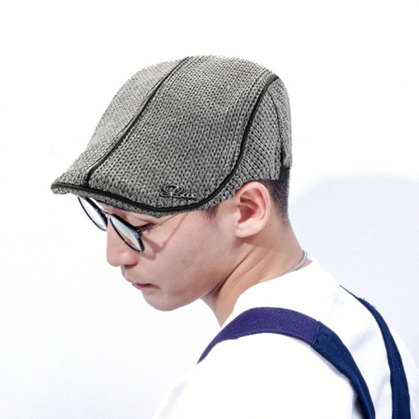 Knitted Peaked Cap Autumn And Winter Thick Warm Beret(Dark Gray)