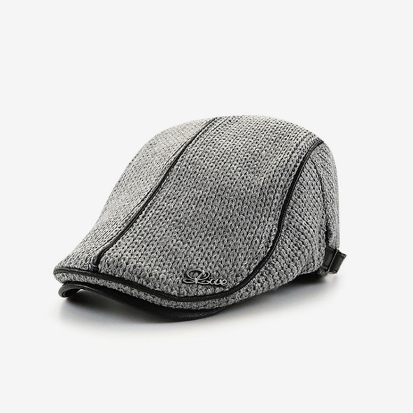 Knitted Peaked Cap Autumn And Winter Thick Warm Beret(Dark Gray)