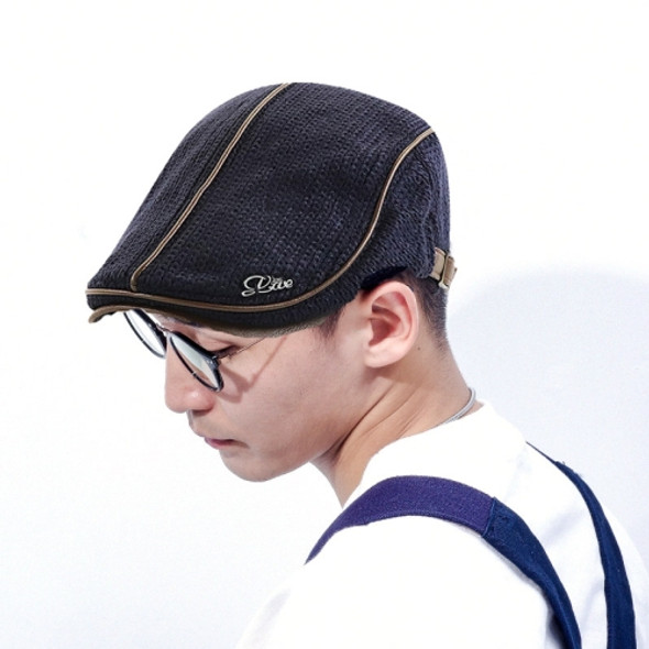 Knitted Peaked Cap Autumn And Winter Thick Warm Beret(Dark Blue)