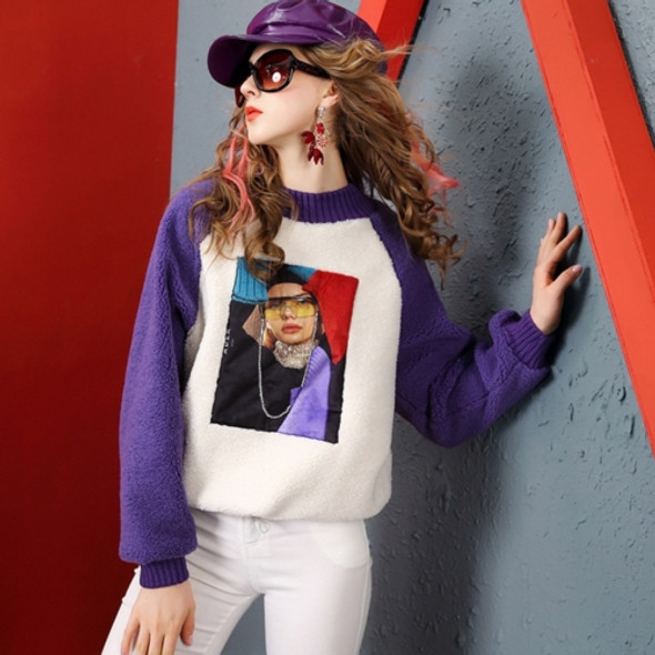 Lamb Hair Beaded Loose Thin Thick Sweater (Color:Purple Size:L)