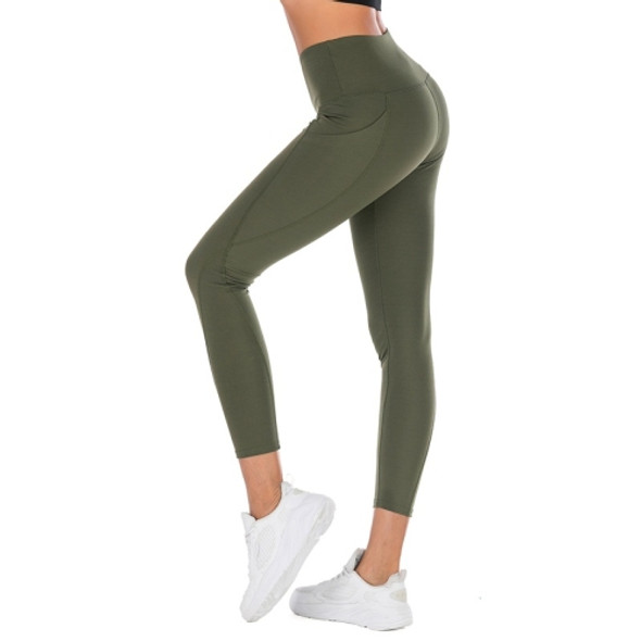Running High Waist Tight Pantyhose Yoga (Color:Dark Green Size:M)