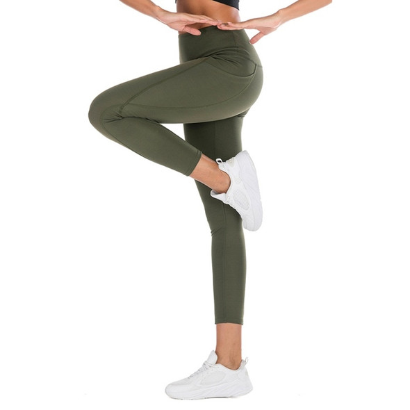 Running High Waist Tight Pantyhose Yoga (Color:Dark Green Size:XL)