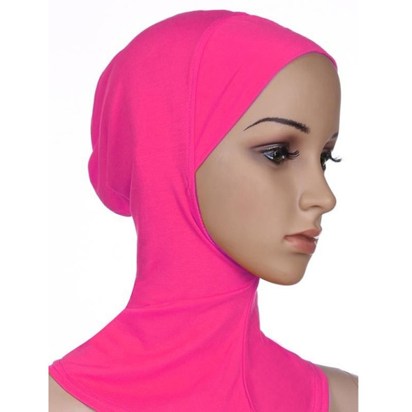 Autumn and Winter Ladies Solid Color Scarf Hooded Modal Headscarf Cap, Size:45 x 43cm(Rose Red)