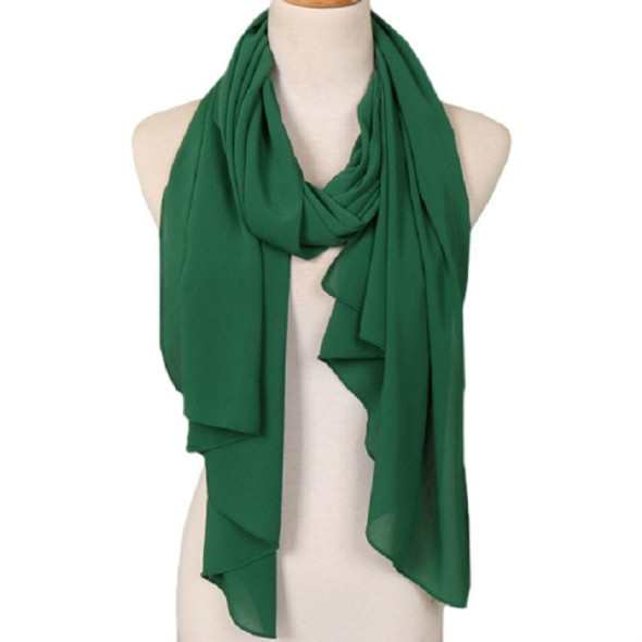Women Solid Color Natural Fold Chiffon Shawl Scarf Turban, Size:180cm(Bright Green)
