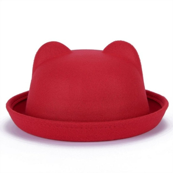 Beautiful Cute Women Devil Hat Cute Cat Bear Ears Seaside shade Wool Hat(Red)