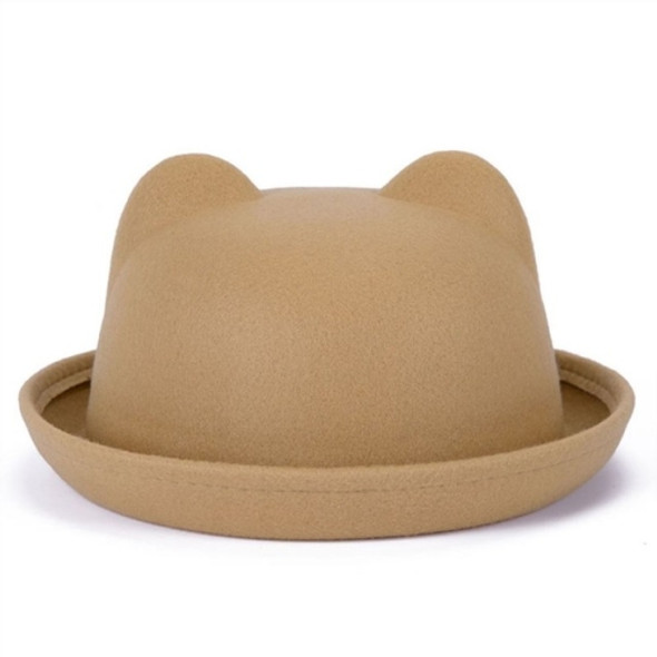 Beautiful Cute Women Devil Hat Cute Cat Bear Ears Seaside shade Wool Hat(Coffee)