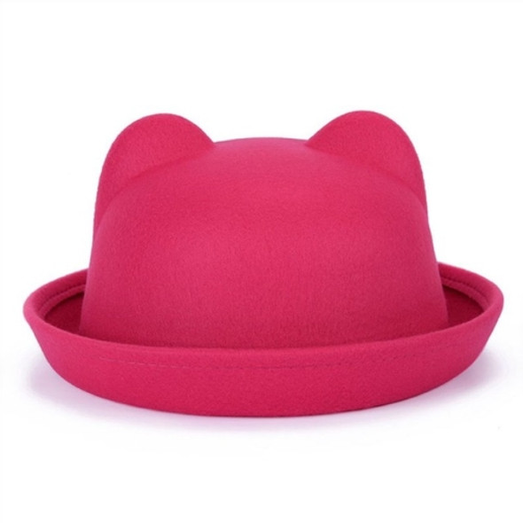 Beautiful Cute Women Devil Hat Cute Cat Bear Ears Seaside shade Wool Hat(Rose Red)