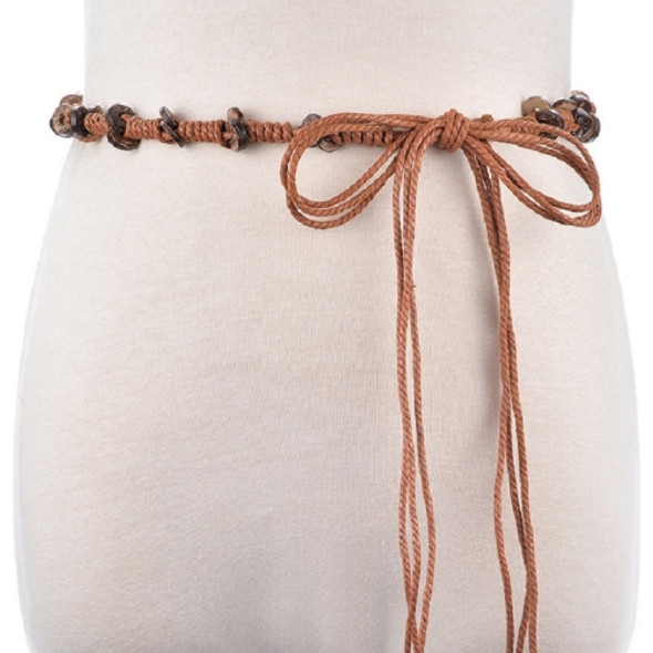 Ethnic Style Handmade Wax Rope Belt Waist Chain Dress Accessories, Length:160cm(Brown)