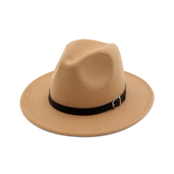 Men Fedoras Women Jazz Hat Black Woolen Blend Cap Outdoor Casual Hat(Camel)