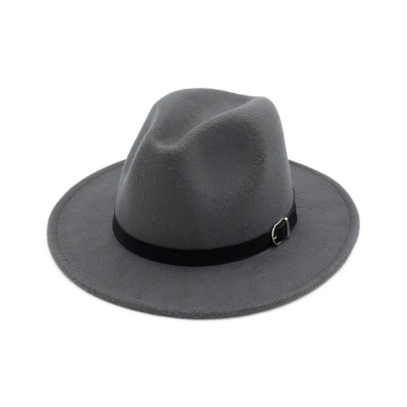 Men Fedoras Women Jazz Hat Black Woolen Blend Cap Outdoor Casual Hat(Gray)