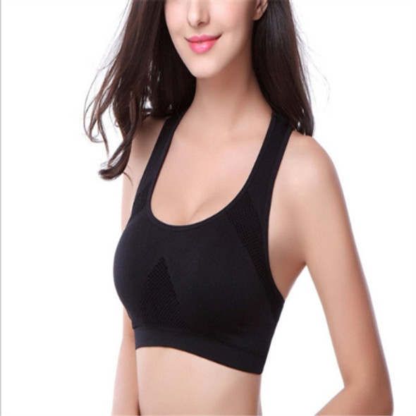 High Stretch Breathable Top Fitness Women Padded Sports Bra, Size:XL (Black)