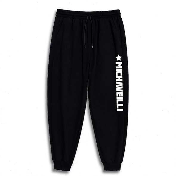 Printing Casual Sports High Waist Pants (Color:Black Size:XXL)
