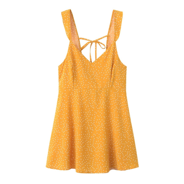 Dot Print Sexy Top Suspender Skirt (Color:Yellow Size:XXL)