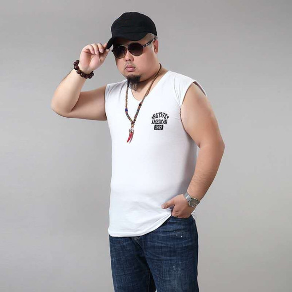Casual Loose Thin Sleeveless T-shirt Vest (Color:White Size:XXXXXL)