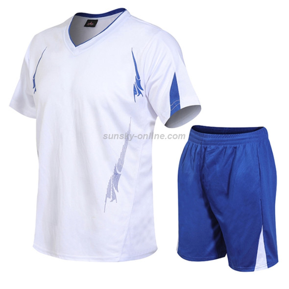 Men Running Fitness Sports Suit Quick-drying Clothes (Color:White Size:XXXXL)