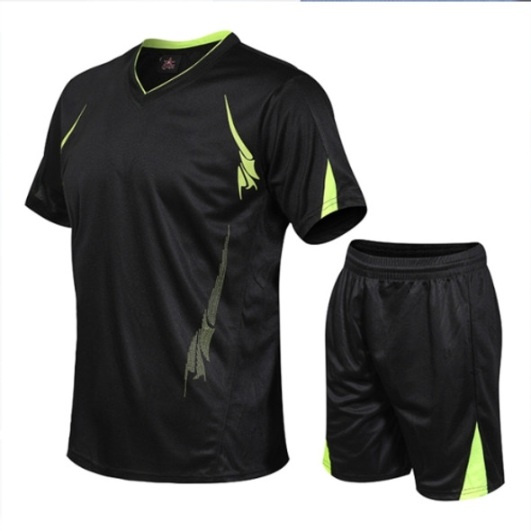 Men Running Fitness Sports Suit Quick-drying Clothes (Color:Black Size:XXXXXL)