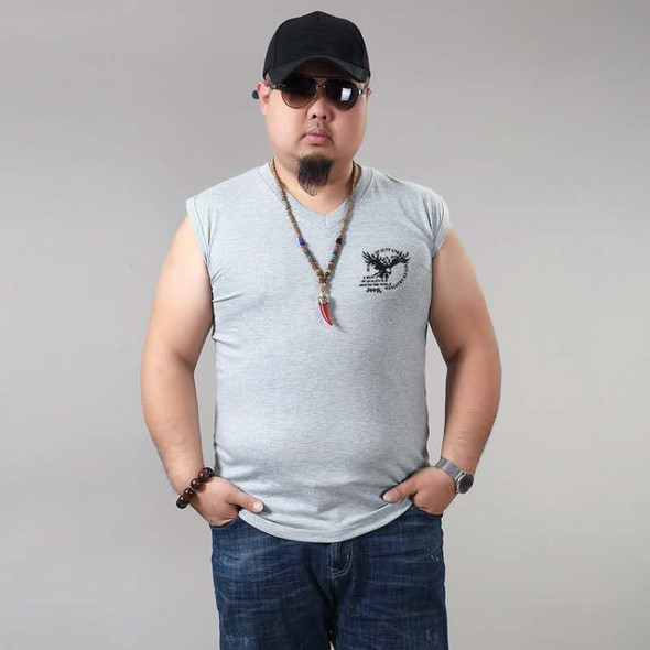 Casual Loose Thin Sleeveless T-shirt Vest (Color:Grey Size:XXXXXL)