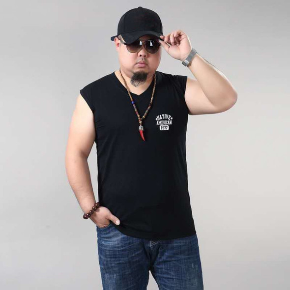 Casual Loose Thin Sleeveless T-shirt Vest (Color:Black Size:XXXXL)