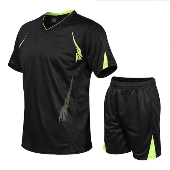 Men Running Fitness Sports Suit Quick-drying Clothes (Color:Black Size:XXL)