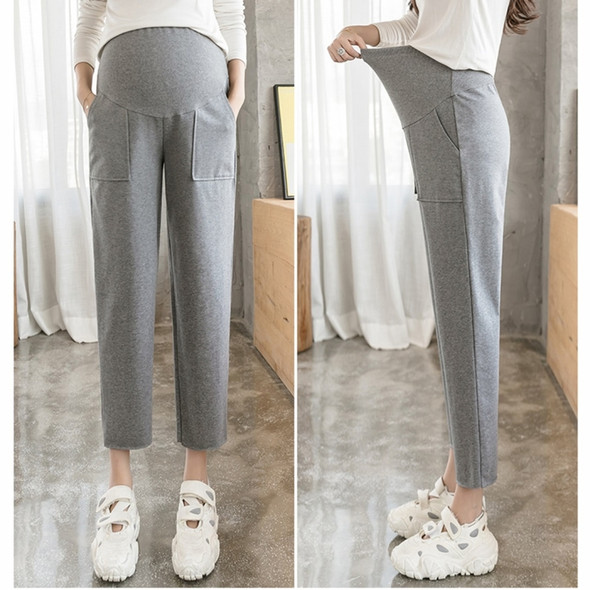 Fashion Trendy Mom Straight Loose Wide Leg Pants Casual Leggings Autumn And Winter Models Autumn Clothes (Color:Dark Gray Cropped Trousers Size:M)