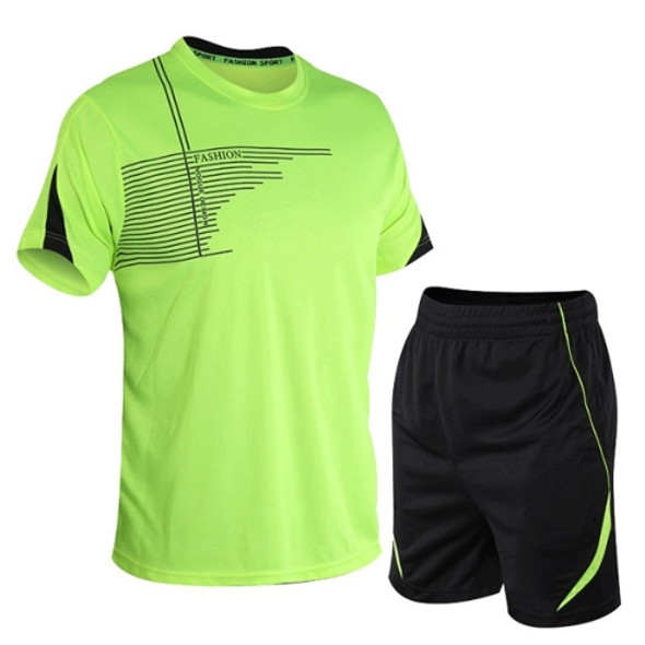 Men Running Fitness Suit Quick-drying Clothes (Color:Fluorescent Green Size:XXL)