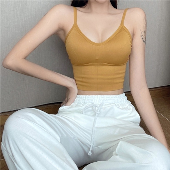 Large U-back Sling Feminine Inside Stretch Backless Wear Vest(Color:Yellow Size:Free Size)