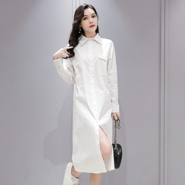 Women Mid-length Cardigan Loose Coat Casual Sun Protection Clothing (Color:White Size:XL)