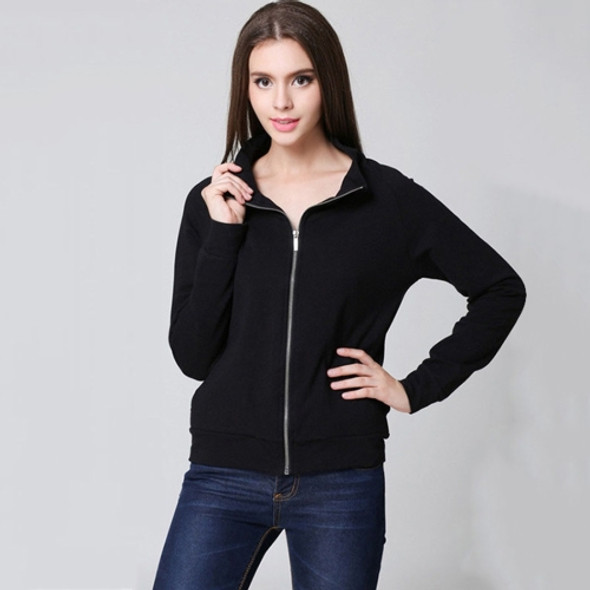 Letter Printed Jacket Autumn And Winter Decoration Slim Casual Cardigan Jacket (Color:Black Size:S)