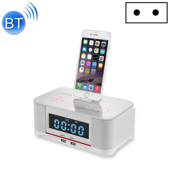 A8 Charging Base Audio NFC Bluetooth Speaker Alarm Clock, Specification: EU Plug(White)