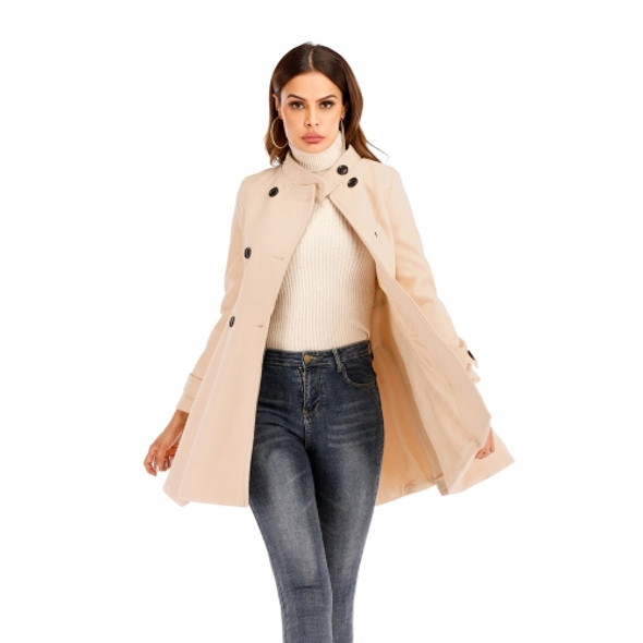 Women Short Swing Woolen Coat (Color:Beige Size:M)