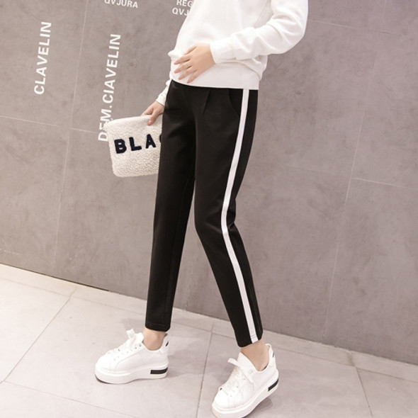 Fashion Sweatpants, Trendy Mothers, Leggings, Autumn Outer Wear Trousers, Thin Autumn Clothes (Color:Black White Border Size:XL)