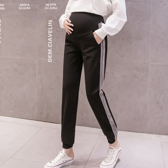 Trendy Moms Casual Pants Pregnant Women Pants Autumn Outer Wear Trousers Autumn And Winter Clothes (Color:Silver Edge Size:XL)