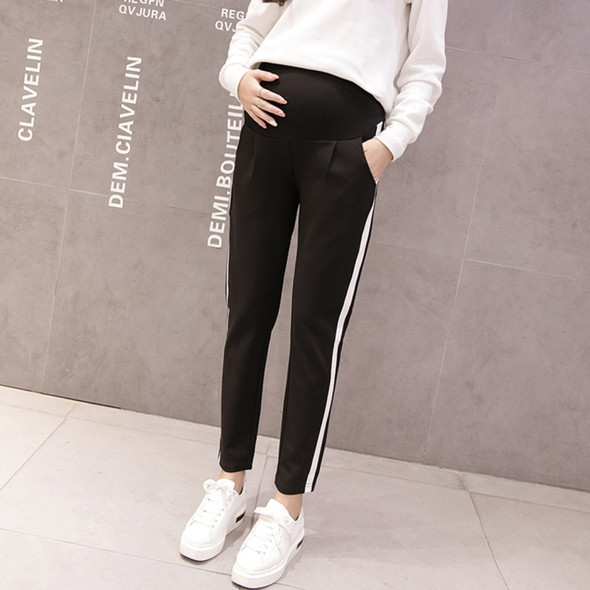 Fashion Sweatpants, Trendy Mothers, Leggings, Autumn Outer Wear Trousers, Thin Autumn Clothes (Color:Black White Border Size:L)