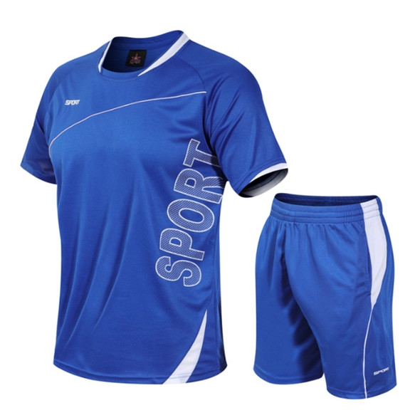 Men Loose Leisure Sports Fitness Suit Quick-drying Clothes (Color:Blue Size:XXXXXL)