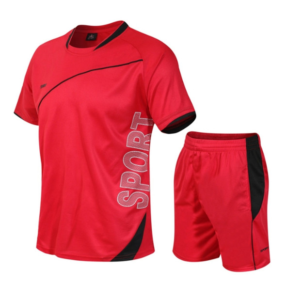 Men Loose Leisure Sports Fitness Suit Quick-drying Clothes (Color:Red Size:XXXXXL)
