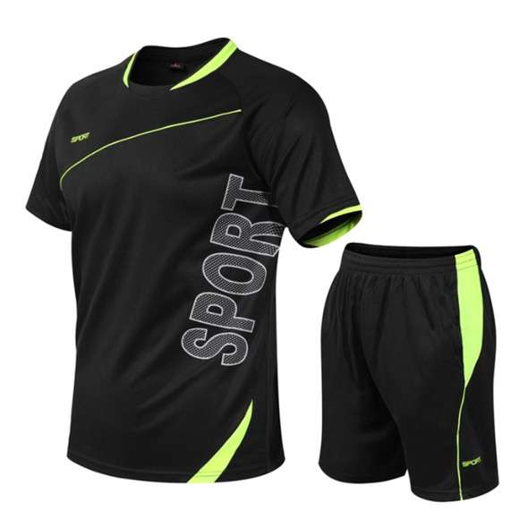 Men Loose Leisure Sports Fitness Suit Quick-drying Clothes (Color:Black Size:XXXL)