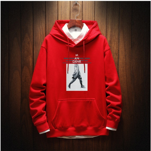 Casual Fashion Plus Velvet Thick Loose Men''s Hoodie Sweatshirt (Color:Red Size:XXXXXL)