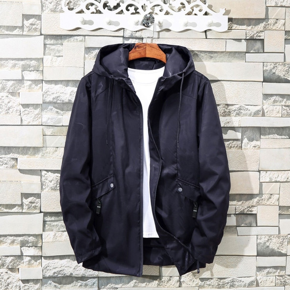 Simple Solid Color Casual Loose Hooded Jacket (Color:Blue Size:XXXXXXL)