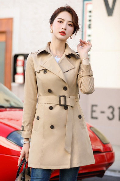 Long Waist Coat With Slits And Cardigan (Color:Apricot Size:S)