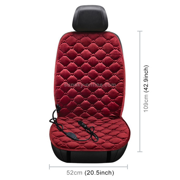 Car 12V Front Seat Heater Cushion Warmer Cover Winter Heated Warm, Single Seat (Red)