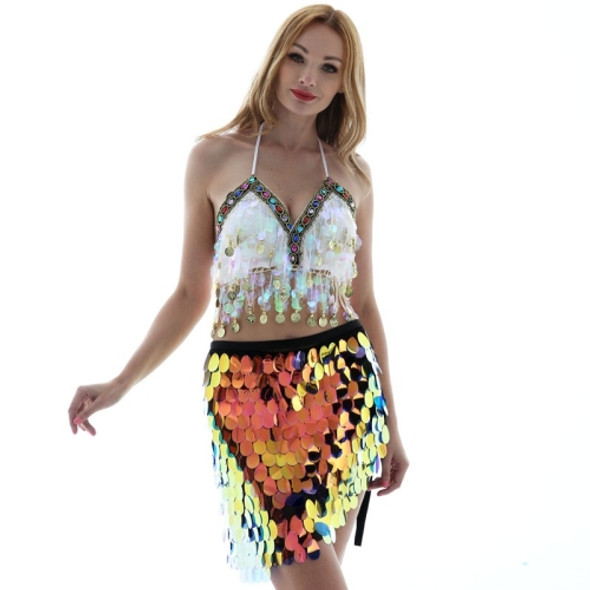Women Sequined Mermaid Skirt (Color:Gold Size:One Size)