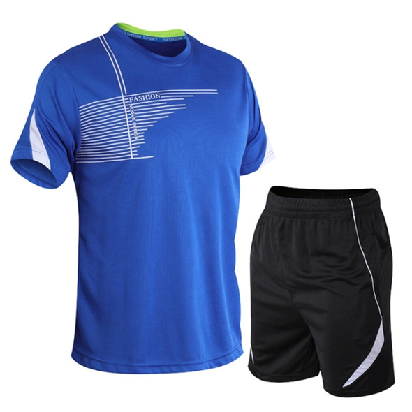Men Running Fitness Suit Quick-drying Clothes (Color:Blue Size:XXXL)