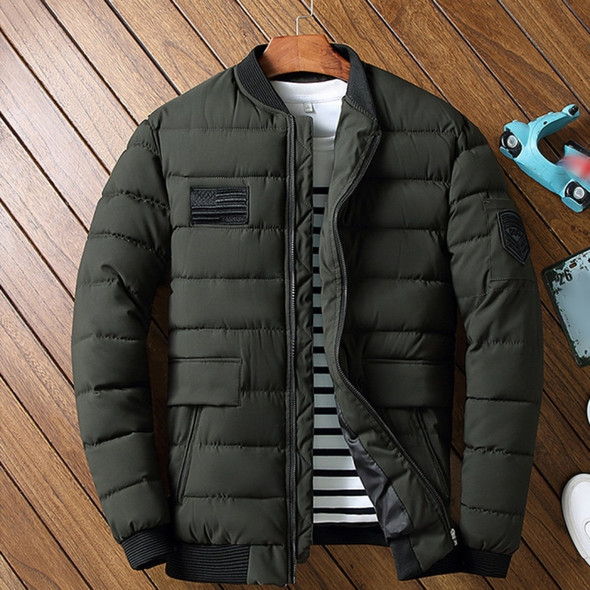 Comfortable Casual Loose Short Warm Down Jacket Cotton Coat (Color:Green Size:XXXXXXL)