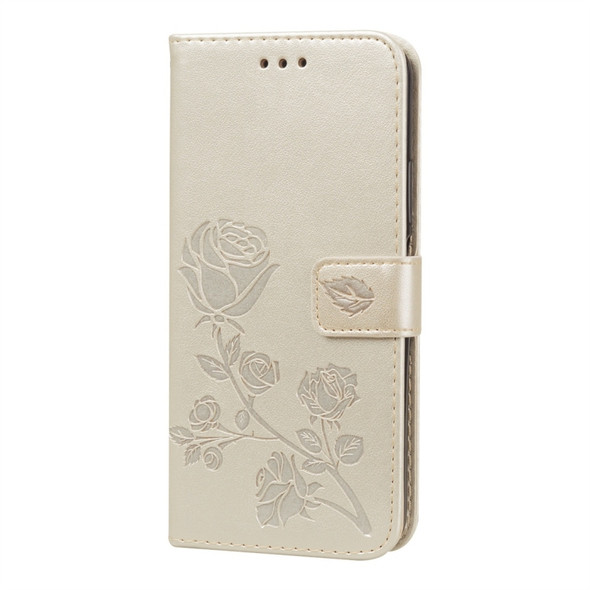 Rose Embossed Horizontal Flip PU Leather Case with Holder & Card Slots & Wallet for Huawei Honor 20 Pro(Gold)