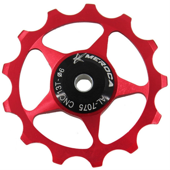 4 PCS MEROCA Metal Bearings Mountain Bike Road Bike Rear Derailleur Guide Wheel 11T/13T Guide Wheel, Specification:13T, Color:Red