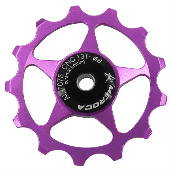 4 PCS MEROCA Metal Bearings Mountain Bike Road Bike Rear Derailleur Guide Wheel 11T/13T Guide Wheel, Specification:13T, Color:Purple