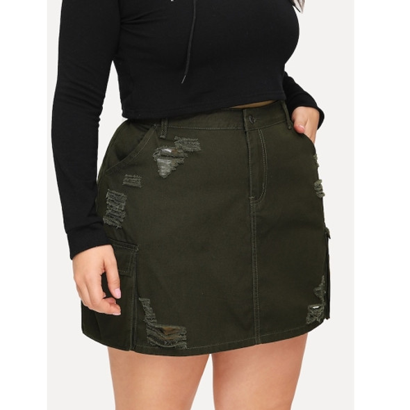 Women Mini Slim Skirt (Color:Army Green Size:L)